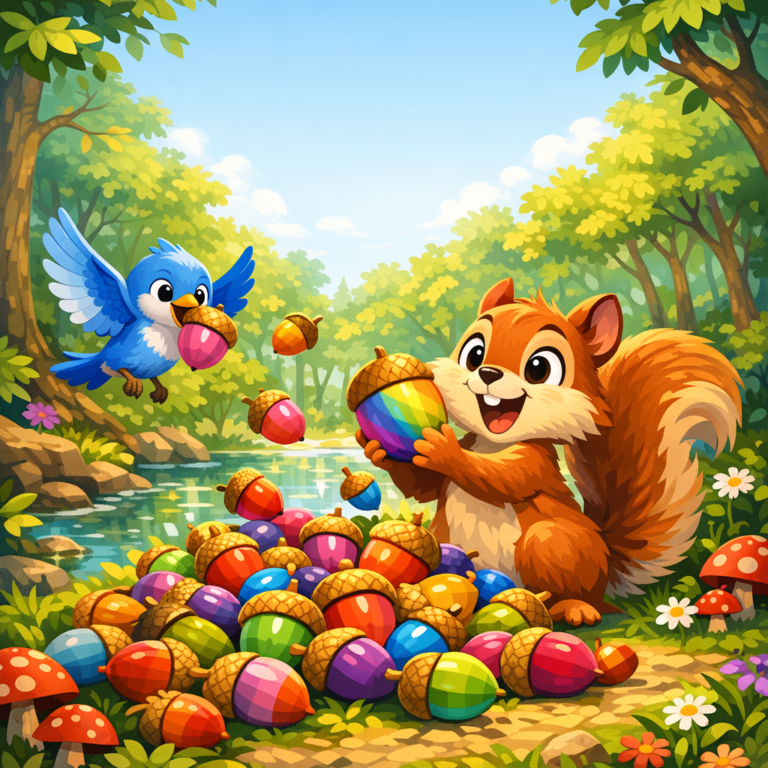 Squirrel’s Colorful Acorns