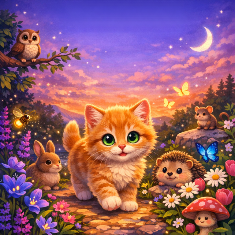 Kitten’s Twilight Garden Adventure